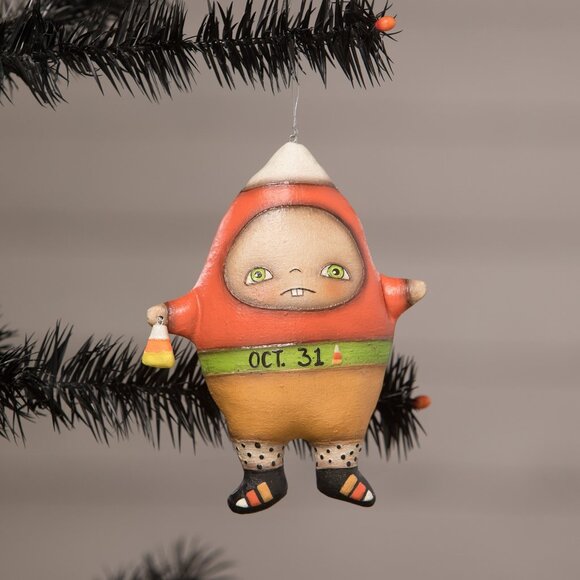 Bethany Lowe - Halloween Candy Corn Carl Ornament - Robin Seebr - Picture 1 of 4